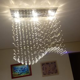 Lustre para Sala de Jantar Retangular de 70x20cm com Cristais Legítimos e Base de Inóx - 4