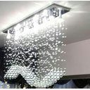 Ver imagem 1 de Lustre para Sala de Jantar Retangular de 70x20cm com Cristais Legítimos e Base de Inóx