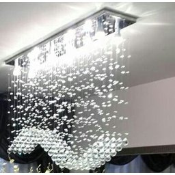Lustre para Sala de Jantar Retangular de 70x20cm com Cristais Legítimos e Base de Inóx - 1