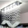 Lustre para Sala de Jantar Retangular de 70x20cm com Cristais Legítimos e Base de Inóx - 1