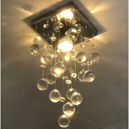 Lustre de Cristral Legitimos K9,40cm de Altura,Base de Inox 14x14cm,Com Lâmpada Inclusa - 4