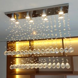 Lustre de Cristal para Sala de Jantar/estar com 70cm de Altura,base de Inox Espelhado 20x70cm - 4