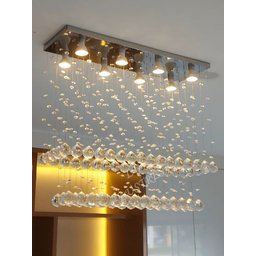 Lustre de Cristal para Sala de Jantar/estar com 70cm de Altura,base de Inox Espelhado 20x70cm - 2