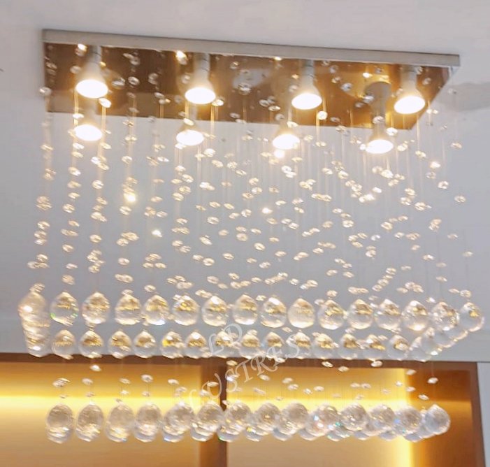 Lustre de Cristal para Sala de Jantar/estar com 70cm de Altura,base de Inox Espelhado 20x70cm
