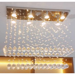 Lustre de Cristal para Sala de Jantar/estar com 70cm de Altura,base de Inox Espelhado 20x70cm - 1