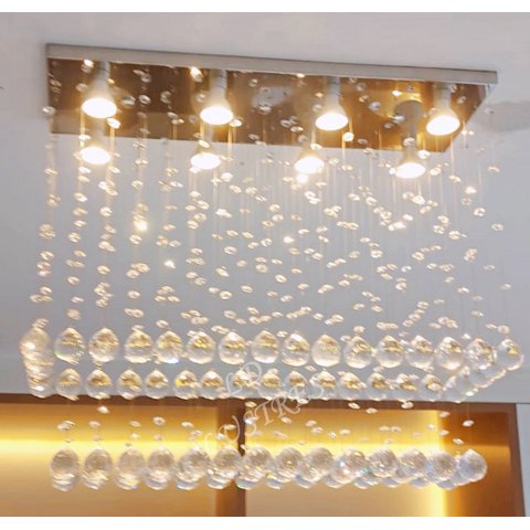 Lustre de Cristal para Sala de Jantar/estar com 70cm de Altura,base de Inox Espelhado 20x70cm