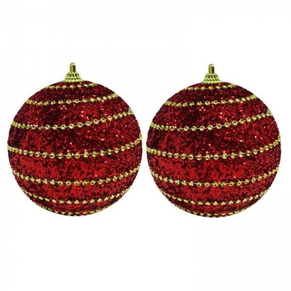 Bola de Natal Plástico 10cm 2 Peças Lisboa Niazitex - 1