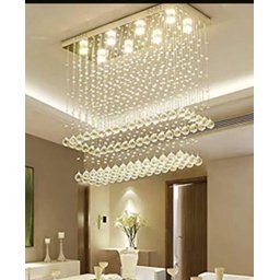 LUSTRE DE CRISTAL PARA SALA DE JANTAR, RETANGULAR BASE DE INOX 70X20CM COM 1 M DE ALTURA - 2
