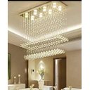Ver imagem 2 de LUSTRE DE CRISTAL PARA SALA DE JANTAR, RETANGULAR BASE DE INOX 70X20CM COM 1 M DE ALTURA