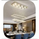 Ver imagem 3 de LUSTRE DE CRISTAL PARA SALA DE JANTAR, RETANGULAR BASE DE INOX 70X20CM COM 1 M DE ALTURA