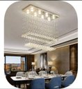 Ver imagem 3 de LUSTRE DE CRISTAL PARA SALA DE JANTAR, RETANGULAR BASE DE INOX 70X20CM COM 1 M DE ALTURA