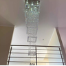 Lustre de Cristal para Pé Direito Duplo,vão de Escada Base de Inox 70x70 Cm com 1,5 M de Altura - 2