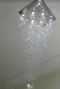 Ver imagem 1 de Lustre de Cristal para Pé Direito Duplo,vão de Escada Base de Inox 70x70 Cm com 1,5 M de Altura