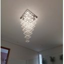 Ver imagem 3 de Lustre de Cristal para Pé Direito Duplo,vão de Escada Base de Inox 70x70 Cm com 1,5 M de Altura