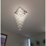 Lustre de Cristal para Pé Direito Duplo,vão de Escada Base de Inox 70x70 Cm com 1,5 M de Altura - 3