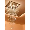 Ver imagem 2 de lustre de cristal,para pé direito duplo,vão de escada,4 metros de altura,base de inox polido 57x57cm