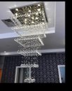 Ver imagem 2 de LUSTRE DE CRISTAL, COM 1,90 M DE ALTURA, BASE DE INOX POLIDO 70X70 CM,PARA PÉ DIREITO DUPLO,SALÕ