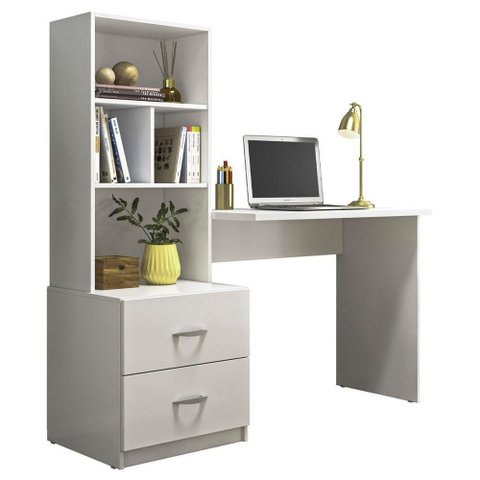 Escrivaninha Kelly Moderno 2 Gavetas MDF-MDP 138cm Branco Peternella Móveis