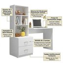 Ver imagem 4 de Escrivaninha Kelly Moderno 2 Gavetas MDF-MDP 138cm Branco Peternella Móveis