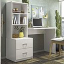 Ver imagem 2 de Escrivaninha Kelly Moderno 2 Gavetas MDF-MDP 138cm Branco Peternella Móveis