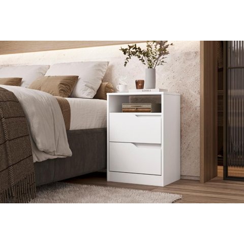 Mesa de Cabeceira 2 Gavetas Sole - Branco - Albatroz