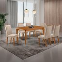 Ver imagem 1 de Mesa de Jantar Liz 6 Lugares MDF Cadeiras Lira Veludo Creme 180cm Moderna