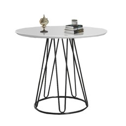 Mesa de Jantar Rubi Branca com Base de Metal Preta - 10