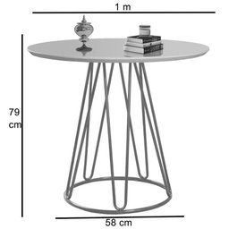 Mesa de Jantar Rubi Branca com Base de Metal Preta - 3