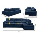 Ver imagem 2 de Sofá de Canto Retrátil e Reclinável com Molas Ld 3,40x2,00m Viviane Suede Azul Azul Marinho