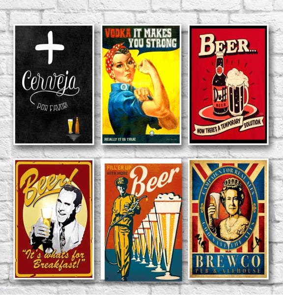 Kit Placas decorativas Vintage - Bebidas - 06 Placas