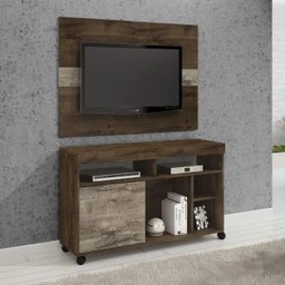 Rack com Painel Gurupi para Tv até 42 Polegadas Jcm Movelaria - Cacau/grigio - 2 Rack com Painel Gurupi para Tv até 42 Polegadas Jcm Movelaria - Cacau/grigio - 2