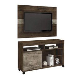 Rack com Painel Gurupi para Tv até 42 Polegadas Jcm Movelaria - Cacau/grigio - 1 Rack com Painel Gurupi para Tv até 42 Polegadas Jcm Movelaria - Cacau/grigio - 1