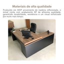 Ver imagem 7 de Conjunto 2 Peças Escritório Completo 1 Mesa em L Diretoria Tampo Tamburato Nogal/Pre Marrom/Preto Artany