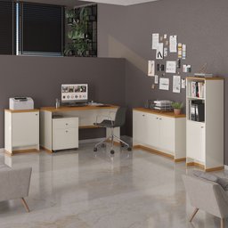 Conjunto Escritório Office Escrivaninha Balcões Gaveteiro Berlin - 2