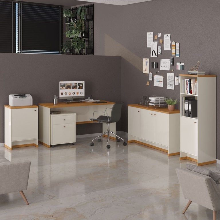Conjunto Escritório Office Escrivaninha Balcões Gaveteiro Berlin