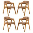 Ver imagem 1 de Kit 4 Cadeiras de Jantar Lua Estofada em Madeira Castanho Courino Caramelo L85 Rmi