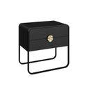 Ver imagem 3 de Mesa de Cabeceira Orgânica 60cm 2 Gavetas Pé Metal Luna Móvel na Caixa