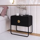 Ver imagem 1 de Mesa de Cabeceira Orgânica 60cm 2 Gavetas Pé Metal Luna Móvel na Caixa