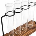 Ver imagem 2 de Kit Vasos Hidroponico Flor Ferro Base Madeira 4 Tubos Hidroponia Terrario Suporte 4 em 1 Mesa Bancad