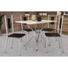 Conjunto: Mesa Sala Jantar Loire Tampo Madeirado C/ Vidro 80x120cm e 4 Cadeiras Florença Cromado/ - 1