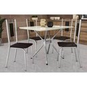 Ver imagem 1 de Conjunto: Mesa Sala Jantar Loire Tampo Madeirado C/ Vidro 80x120cm e 4 Cadeiras Florença Cromado/