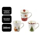 Ver imagem 4 de Jogo 3 Canecas Porcelana Natalina Premium 300ml Papai Noel, Árvore e Presentes