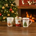 Ver imagem 2 de Jogo 3 Canecas Porcelana Natalina Premium 300ml Papai Noel, Árvore e Presentes