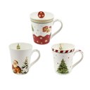 Ver imagem 6 de Jogo 3 Canecas Porcelana Natalina Premium 300ml Papai Noel, Árvore e Presentes