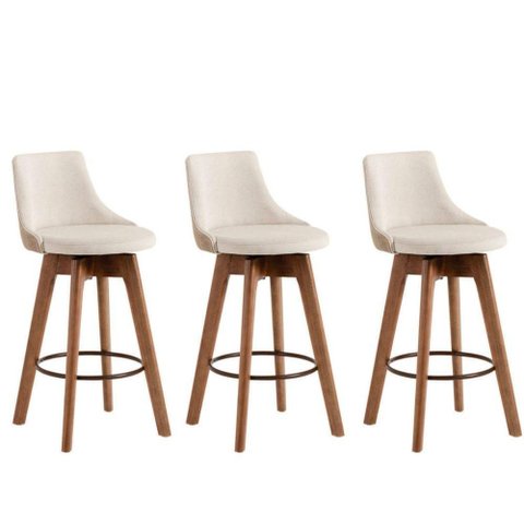 Kit 3 Banquetas Gourmet para Cozinha ou Bancada Bege Claro