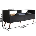 Ver imagem 3 de Rack Bancada Tv 55 Polegadas 2 Portas Bp Siena 136 Cm Preto Eratto Moveis
