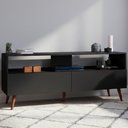 Ver imagem 2 de Rack Bancada Tv 55 Polegadas 2 Portas Bp Siena 136 Cm Preto Eratto Moveis