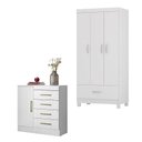 Ver imagem 1 de Cômoda Montevidéu e Guarda Roupa Solteiro Prince Branco - Demóbile