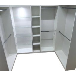 Kit Estante Arara Prateleira de Vidro e Nichos Branca 185x340x32cm - Deep - 1