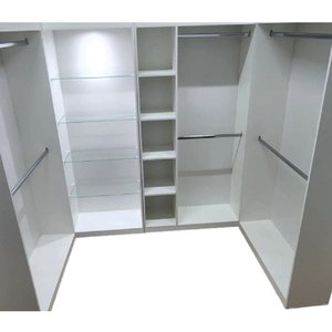 Kit Estante Arara Prateleira de Vidro e Nichos Branca 185x340x32cm - Deep